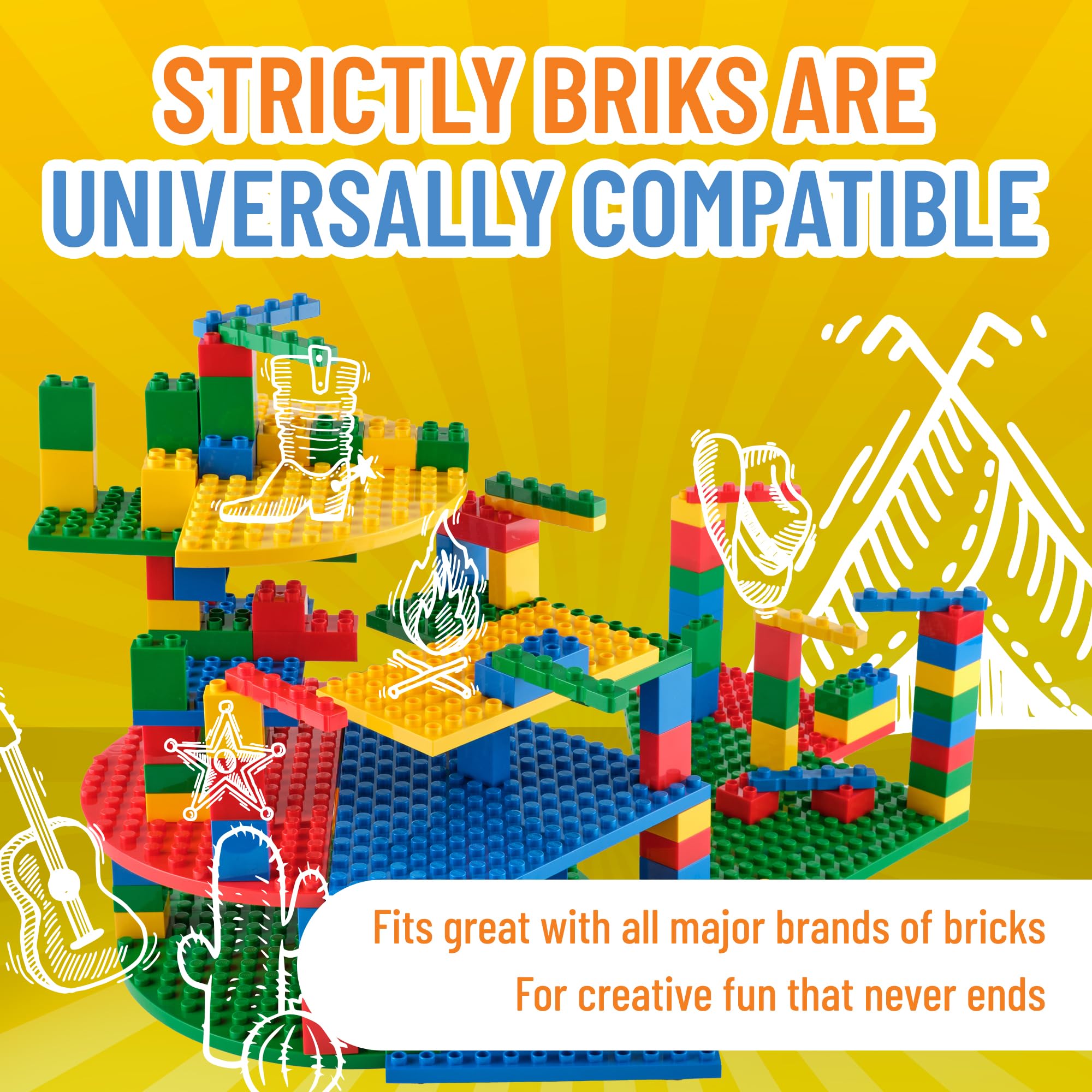 Strictly Bricks Plaques De Base Classiques Big Briks | Plaques De Base En Briques De Qualité Supérieure 19,1 X 9,5 Cm | 100 % Compatibles Avec Toutes Les Grandes Marques De Briques