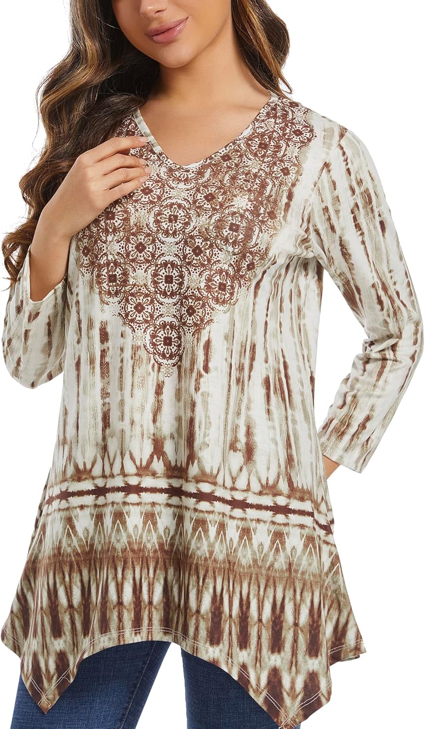 OHO Women's Long-Sleeve Sublimated Print T Shirt Holiday T-Shirt - Image 4