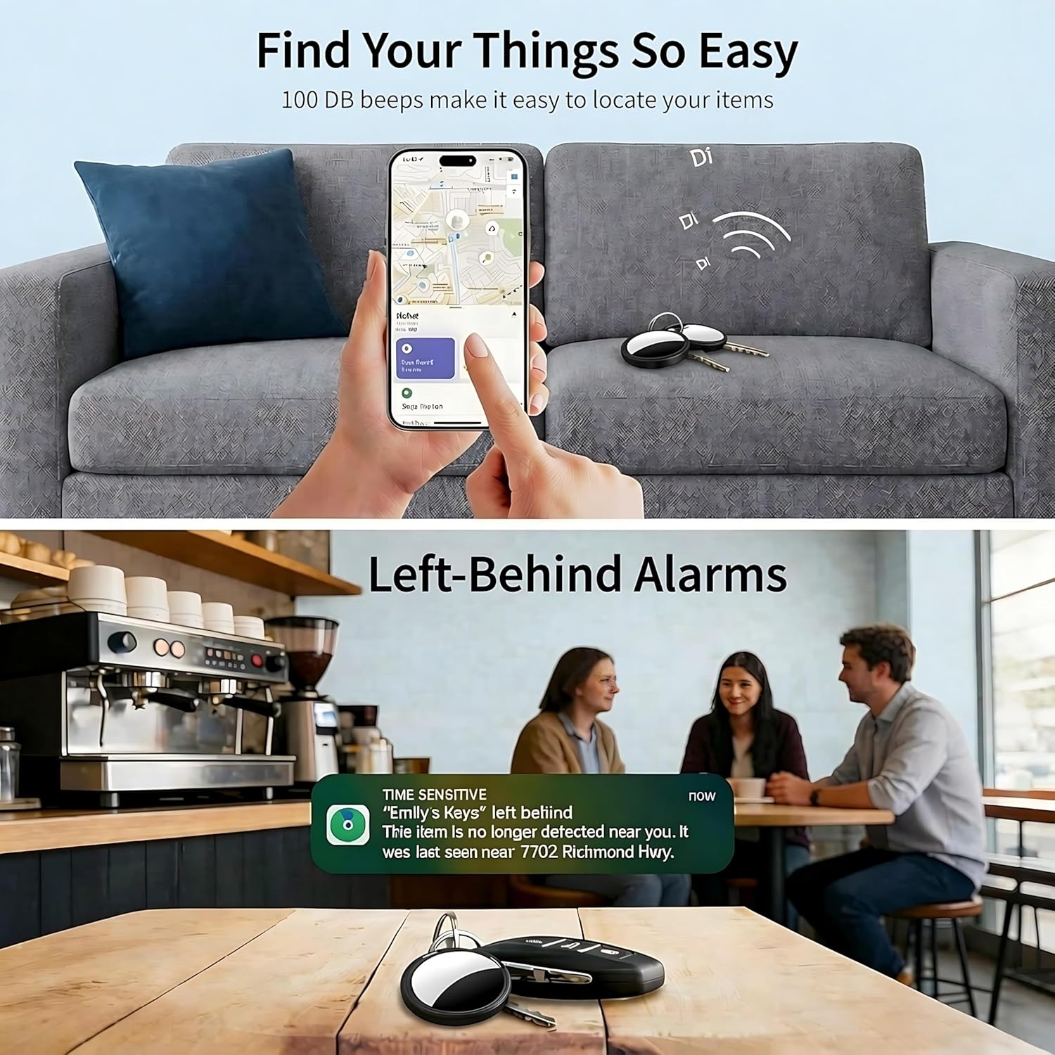 2 Pack Smart Tracker Tags [Apple MFi Certified] Air Tracker Pair with Find My (iOS Only) Bluetooth Tracking Devices Tags Gloable Coverage Locator Item Finder for Keys Kids Dogs Luggage Wallet Backpack - Image 3