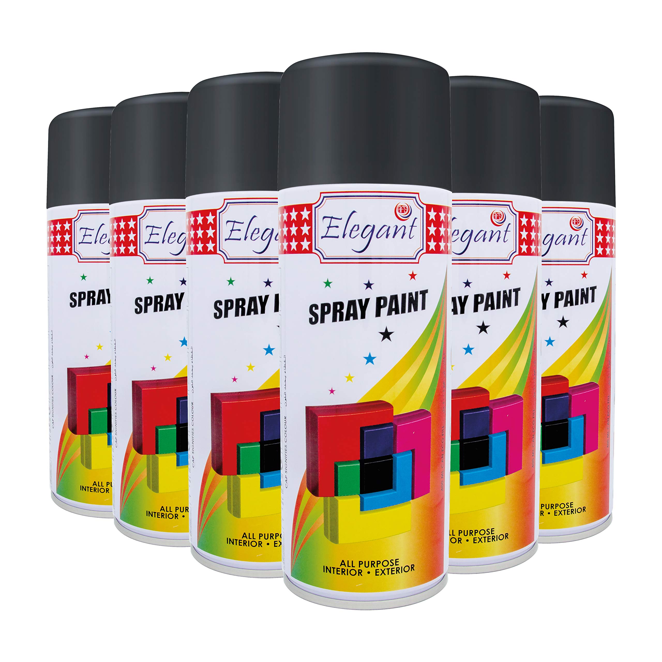 Buy Elegant Multipurpose SPRAY PAINT Gloss Black 400ML PACK OF 6