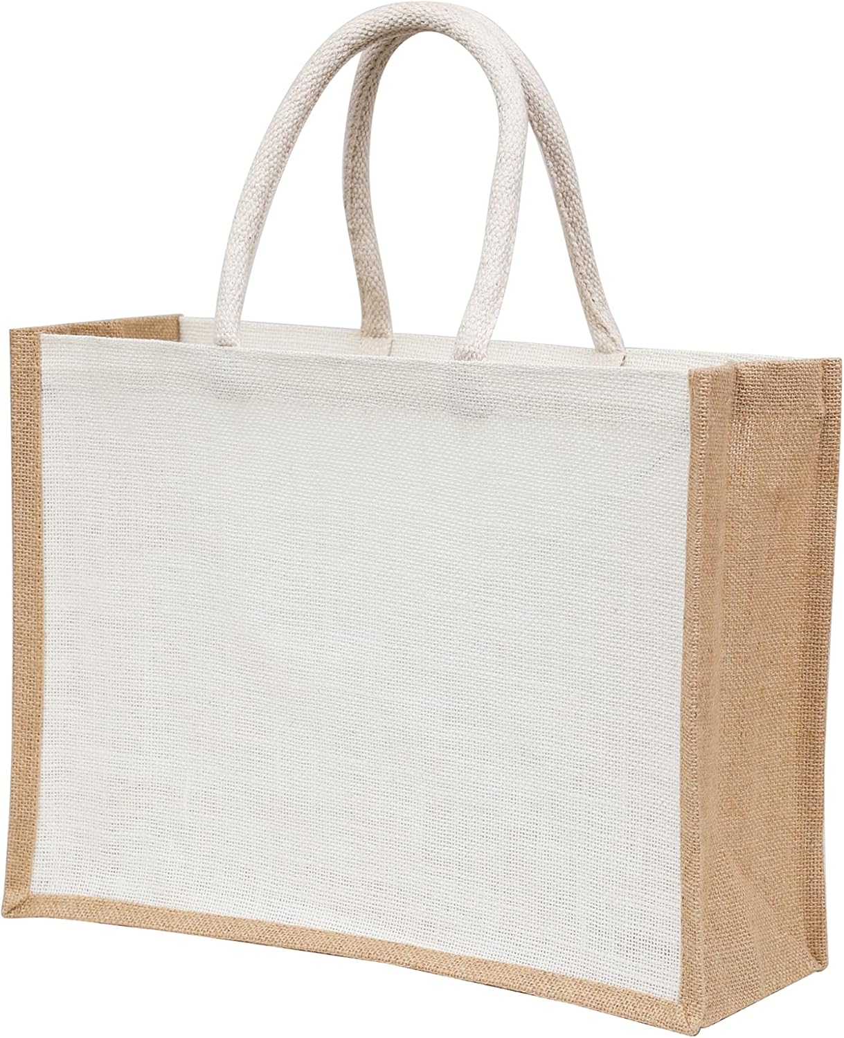 2 Pack Large Jute Tote Bags with Handles 15.8"x11.9"x5.9", Reusable Burlap Gift Bags for Shopping, Beach, Weddings & Return Gift Bag - Image 3