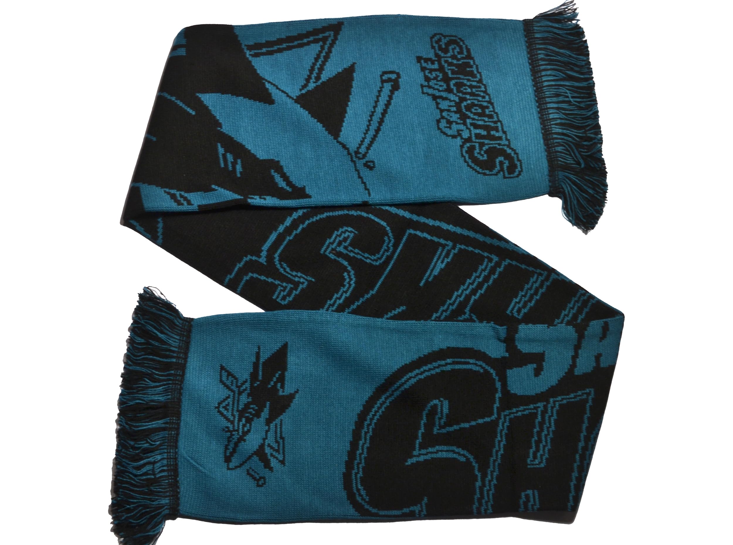 Foco Multicolour San Jose Sharks 2020 Word Mark Big Logo Nhl Scarf, Green And Black With Fringe