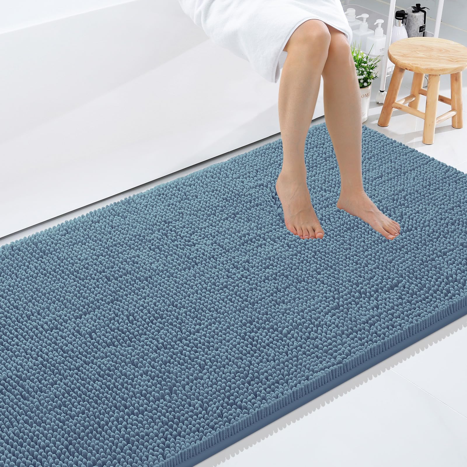 Smiry Bathroom Rugs 120X36, Luxury Chenille Extra Soft Absorbent Bath Mat