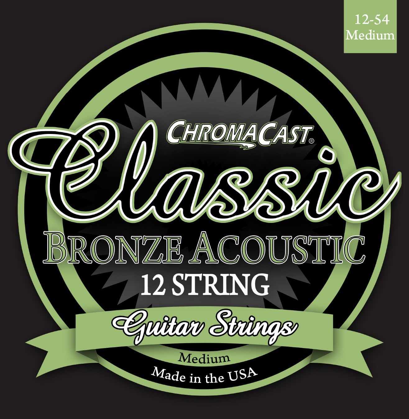 ChromaCast CC-GS-CB-ML-12-2PK Coated 80/20 Bronze Acoustic Guitar Strings, Custom