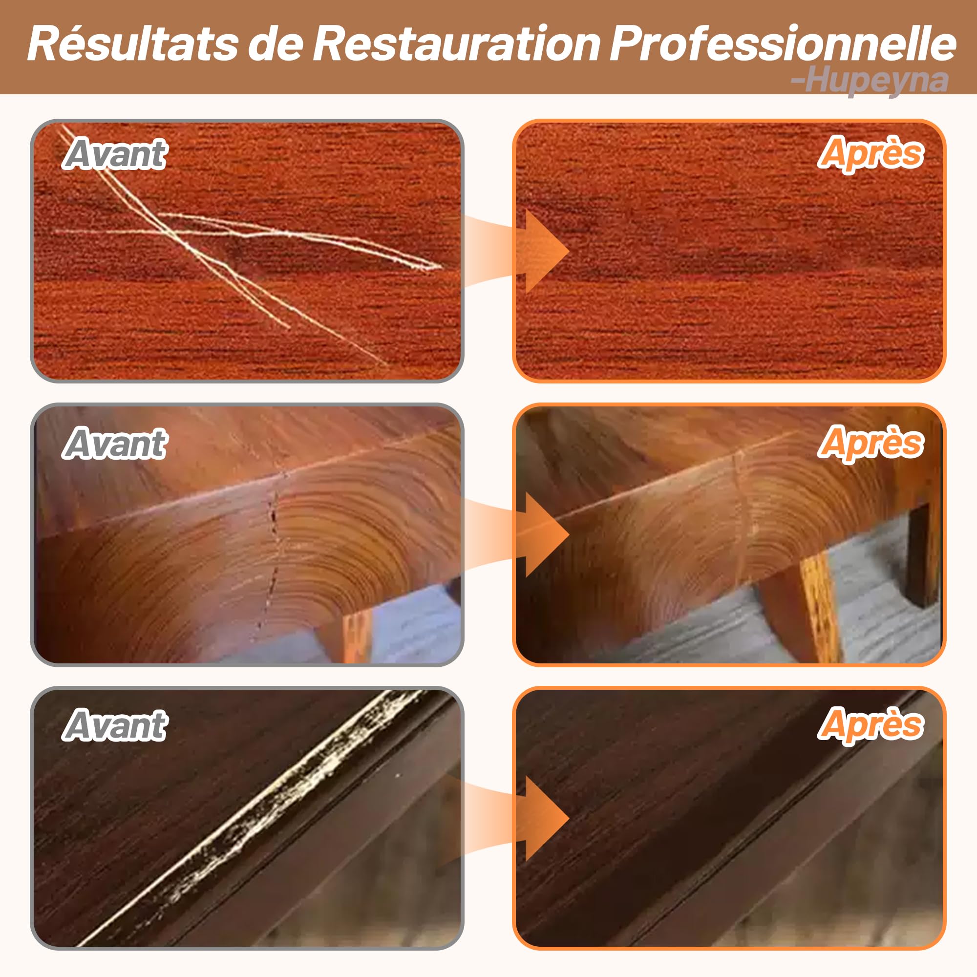 Kit Reparation Bois, Grande Capacité Kit Réparation Parquet, Mastic à Bois et Cire D'abeille Réparer Rayures, Fissures, Trous, Décoloration pour Portes Bois, Tables, Armoires, Sols Stratifiés, Lits