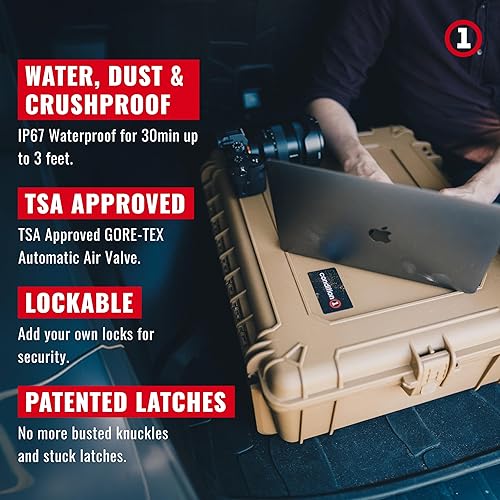 Miniatura 3 de Condition 1 Estuche rígido con espuma, color rojo, 25 x 20 x 8 pulgadas, caja seca impermeable de carcasa rígida para almacenamiento de baúl de