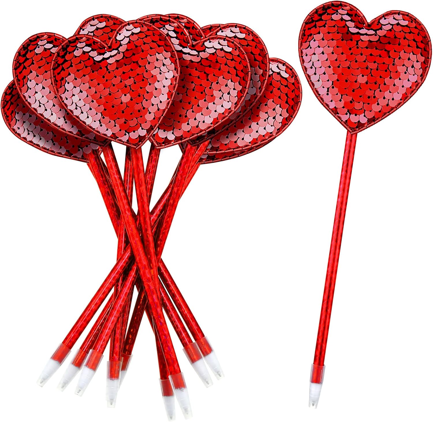 Zonon 48 Pcs Valentines Day Pens Heart Shaped Ballpoint Pens Bulk Galentine Gifts Bulk Black Gel Ink for Valentines Anniversary Birthday Party Favors for Coworkers Nurses Teachers Women(Red)