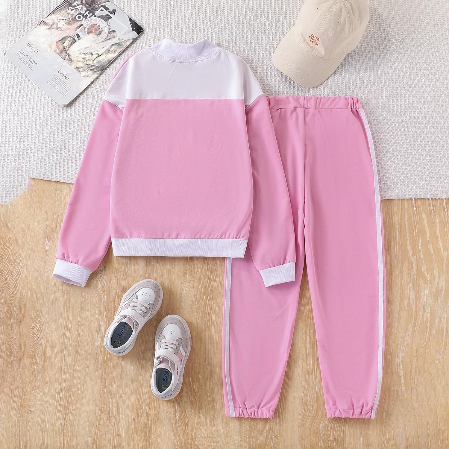 Girls 2 Piece Outfits Tracksuit Long Sleeve Half Zip Sweatshirt and Sweatpants Set with Pockets - Image 7