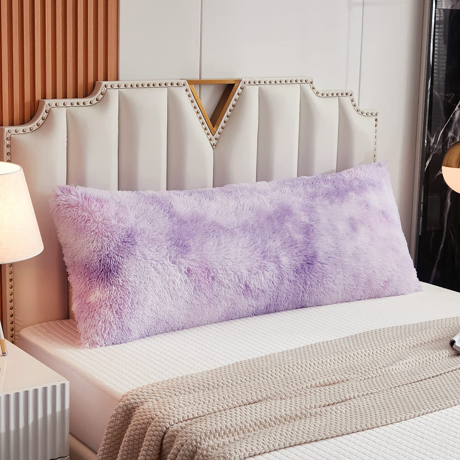 Werdim Shaggy Fluffy Faux Fur Body Pillow Cover 21x54 Button