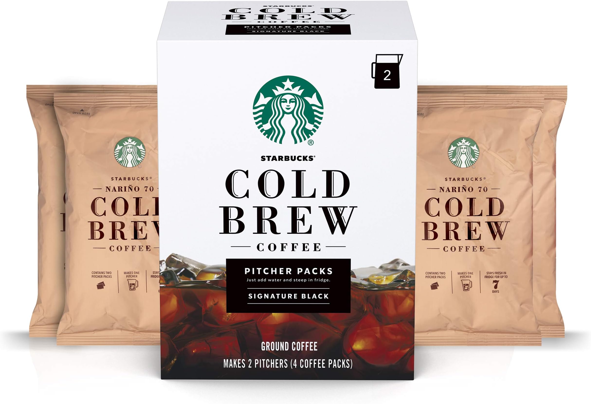 Starbucks Cold Brew Coffee, Signature Black, Pitcher Packs, 8.6 Oz, Pack of 3