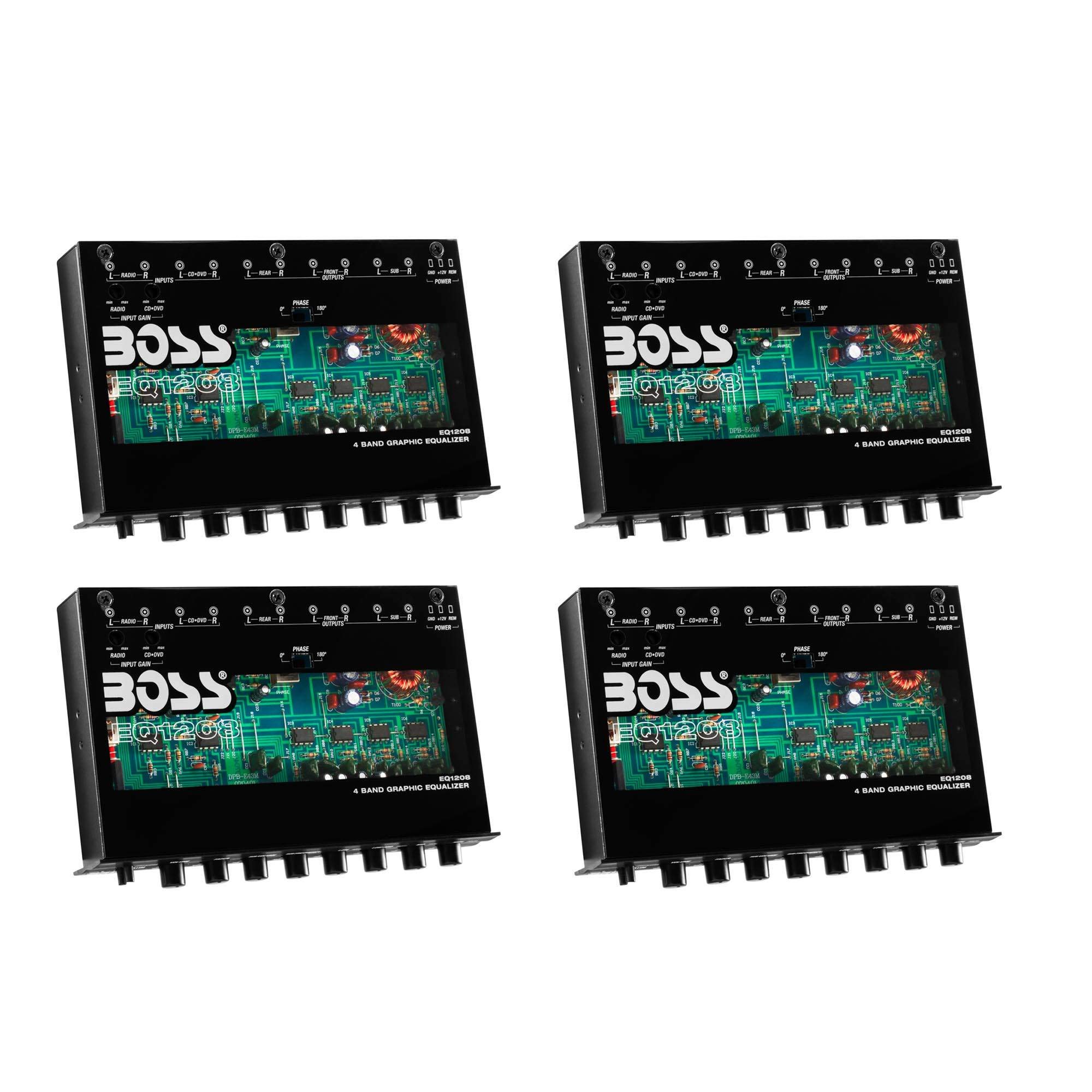 Boss EQ1208 4-Band Preamp Car Audio Equalizer w/Subwoofer Sub Output (4 Pack)