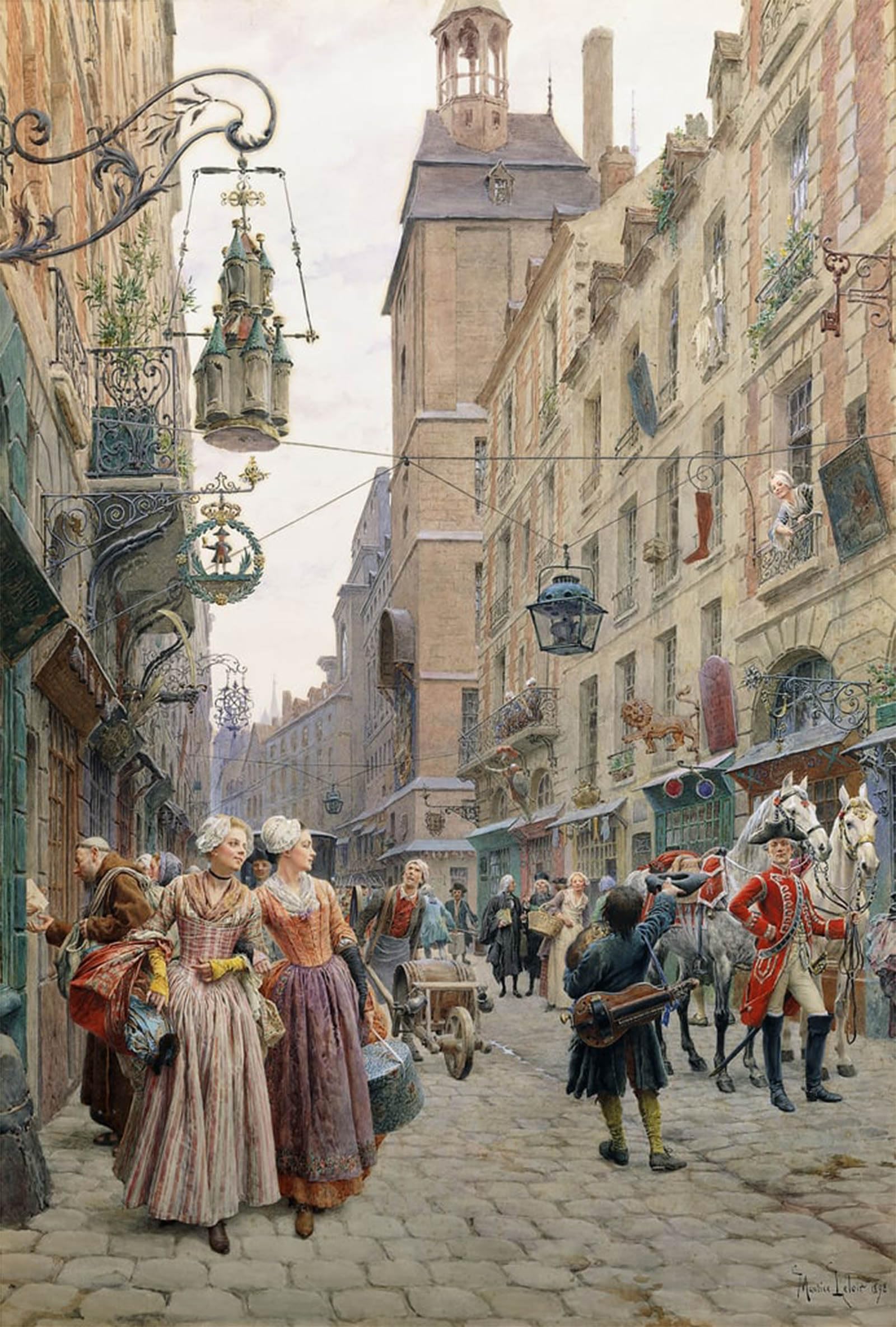 SERENDIPITP Vintage Picture Print on Canvas Wall Art Poster the Busy Street by Maurice Leloir Artwork Print Poster for Wall Decor 60x90cm