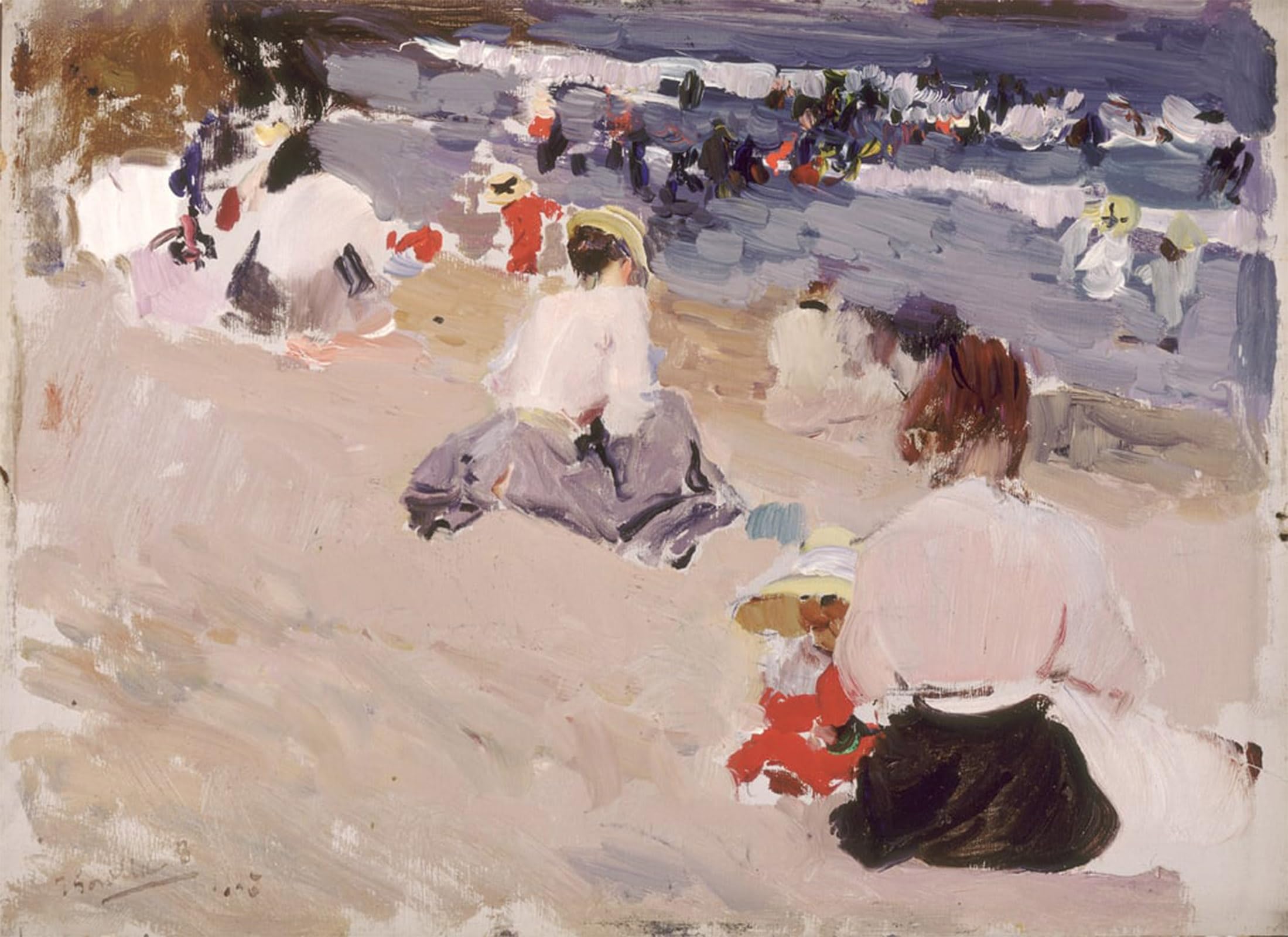 POSTERIIk Famous Animal Posters Vintage Picture People Sitting on the Beach by Joaquín Sorolla Modern Wall Decor for Home Decor 60x90cm