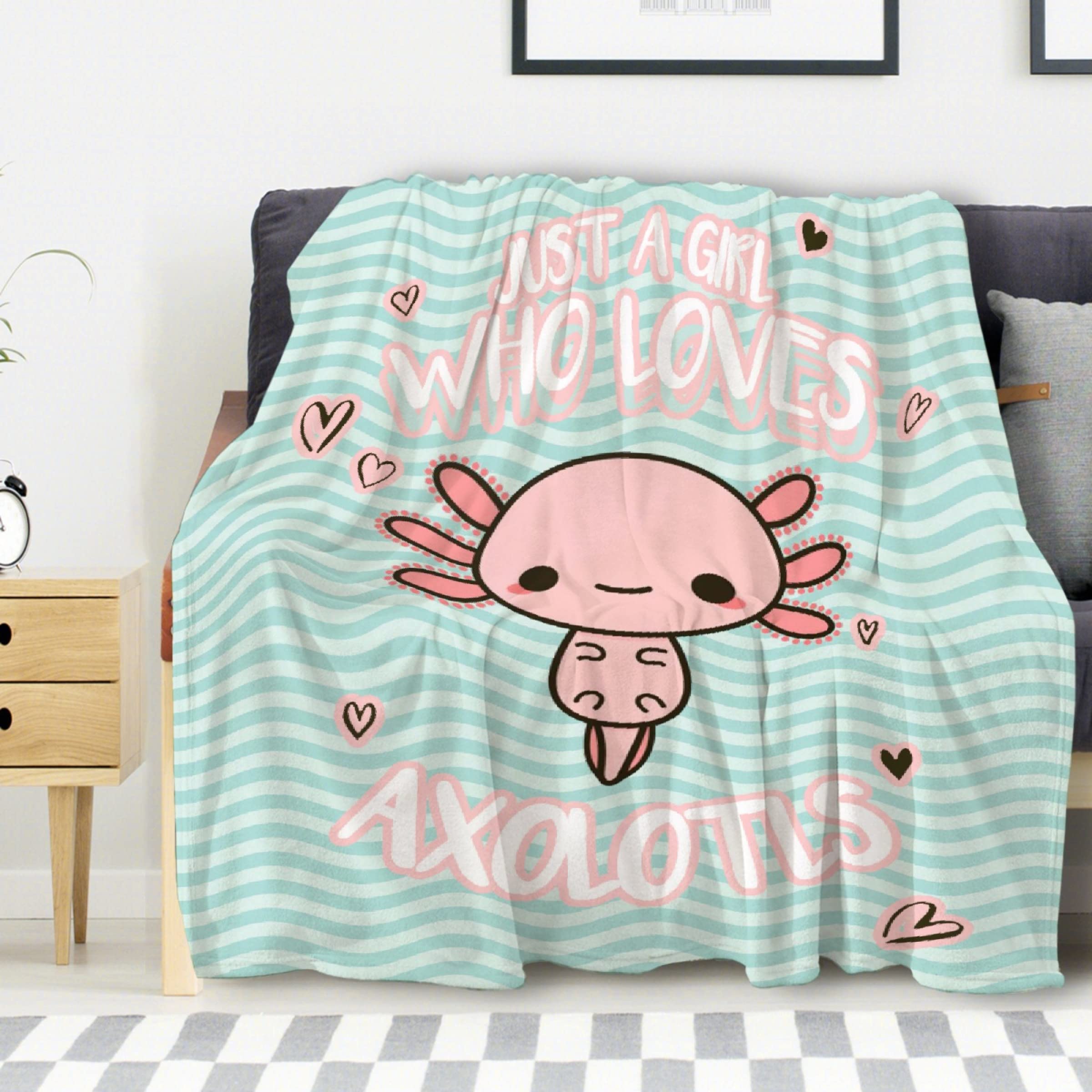 Amazon.com: Avalokitesvara Just A Girl Who Loves Axolotl Flannel Blanket, Throw Soft Warm Fluffy Plush,Lightweight Microfiber for Bed Couch Chair  Living Room 50x40 Inch for Kid : Home u0026 Kitchen