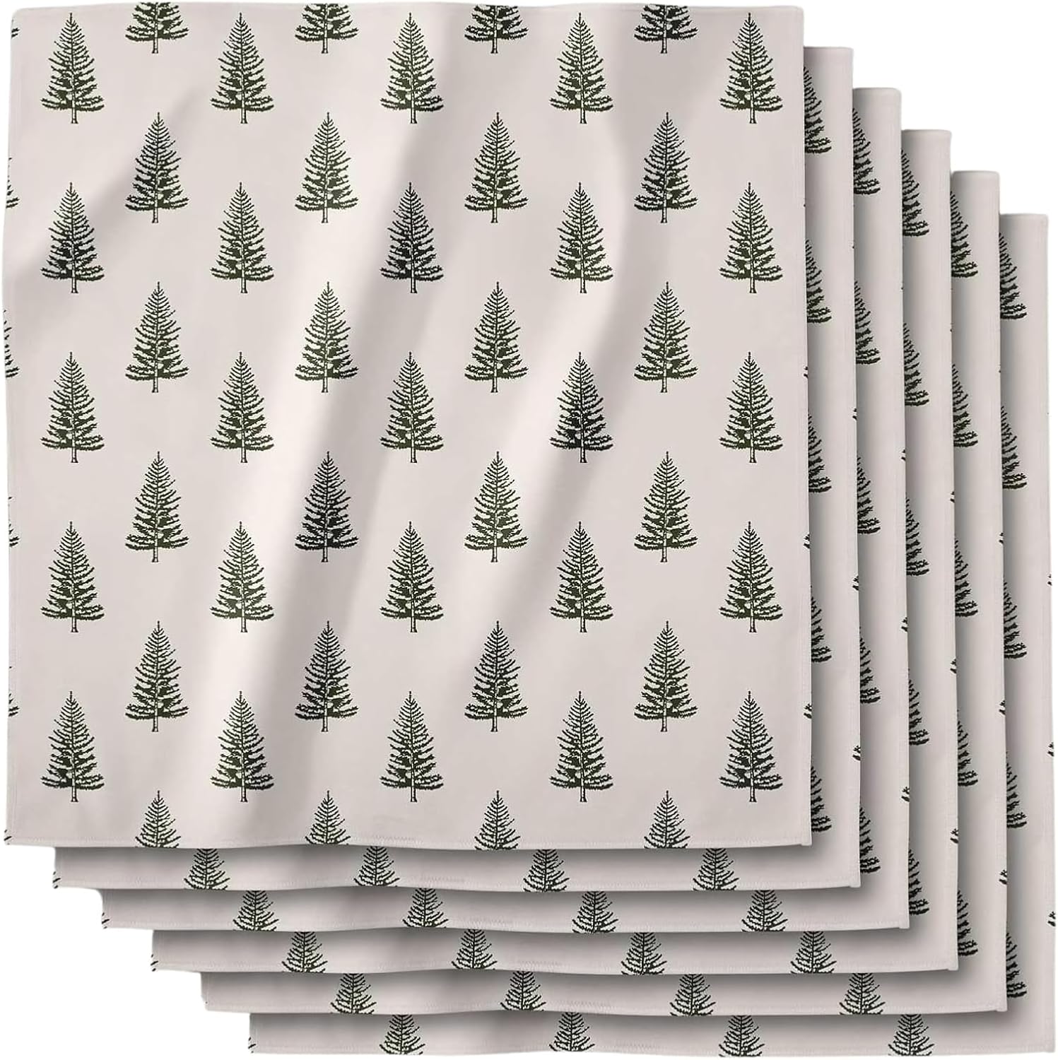 GEOMETRY Christmas Dinner Napkins - Premium Cloth Napkins - Quick Dry & Super Absorbent Table Napkins - Premium Geosuede Linen Napkins - Pine 19" x 19" - 6 Pieces