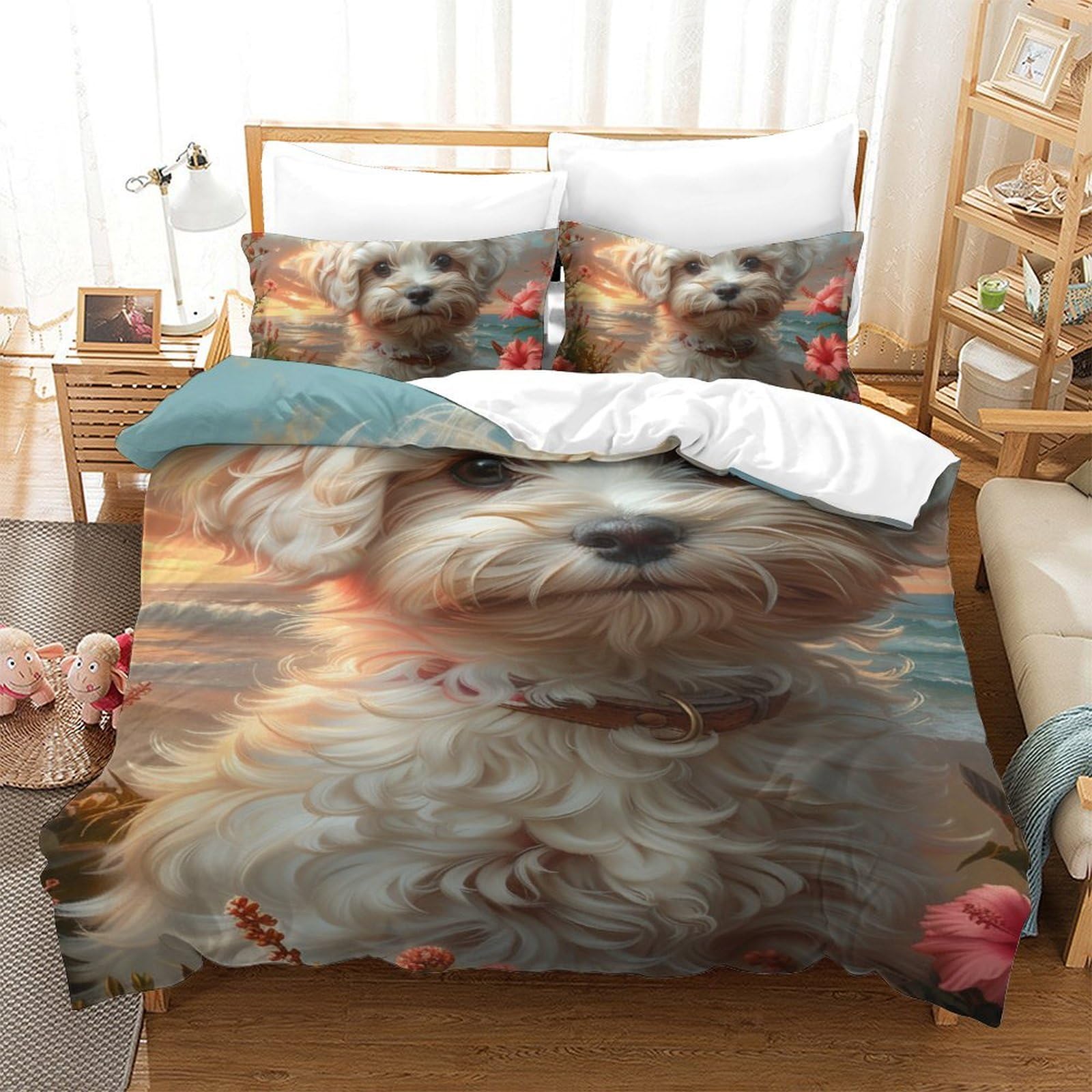 Housse de couette imprimé chien 3D en microfibre pour transformer la chambre d'un adolescent