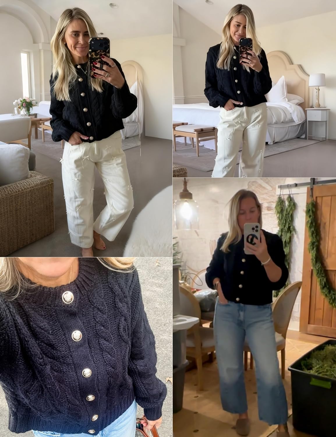 Watashi Women Sweater Casual Button Up Cable Knit Long Sleeve Fall Cropped Cardigan Crewneck Chunky Knitted Sweaters - Image 6