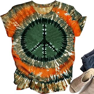 Women Hippie Shirt Tie Dye Peace Sign Tshirts Hippy Peace Costume Hippie Outfit Tee - Buy now