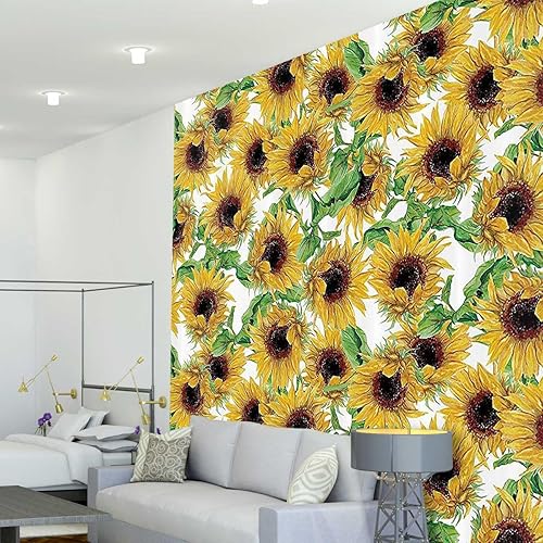 Miniatura 2 de ZYMECH Sunflower Decor Collection Peel and Stick Contact Paper Customize Papel Tapiz para Cocina Wallpaper for Bedroom No Extra Glue Needed (W)