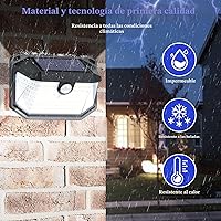 Vista 5 de Luces solares para exteriores, paquete de 2, súper brillantes, 178 LED, luz de pared con sensor de movimiento, ángulo amplio de 270° y 3 modos, luz