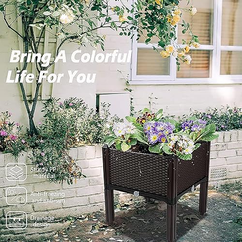 Miniatura 4 de Macetero para plantas al aire libre con patas elevadas para cama de jardín, cajas de jardín elevadas, macetas perfectas para jardín, patio, balcón,