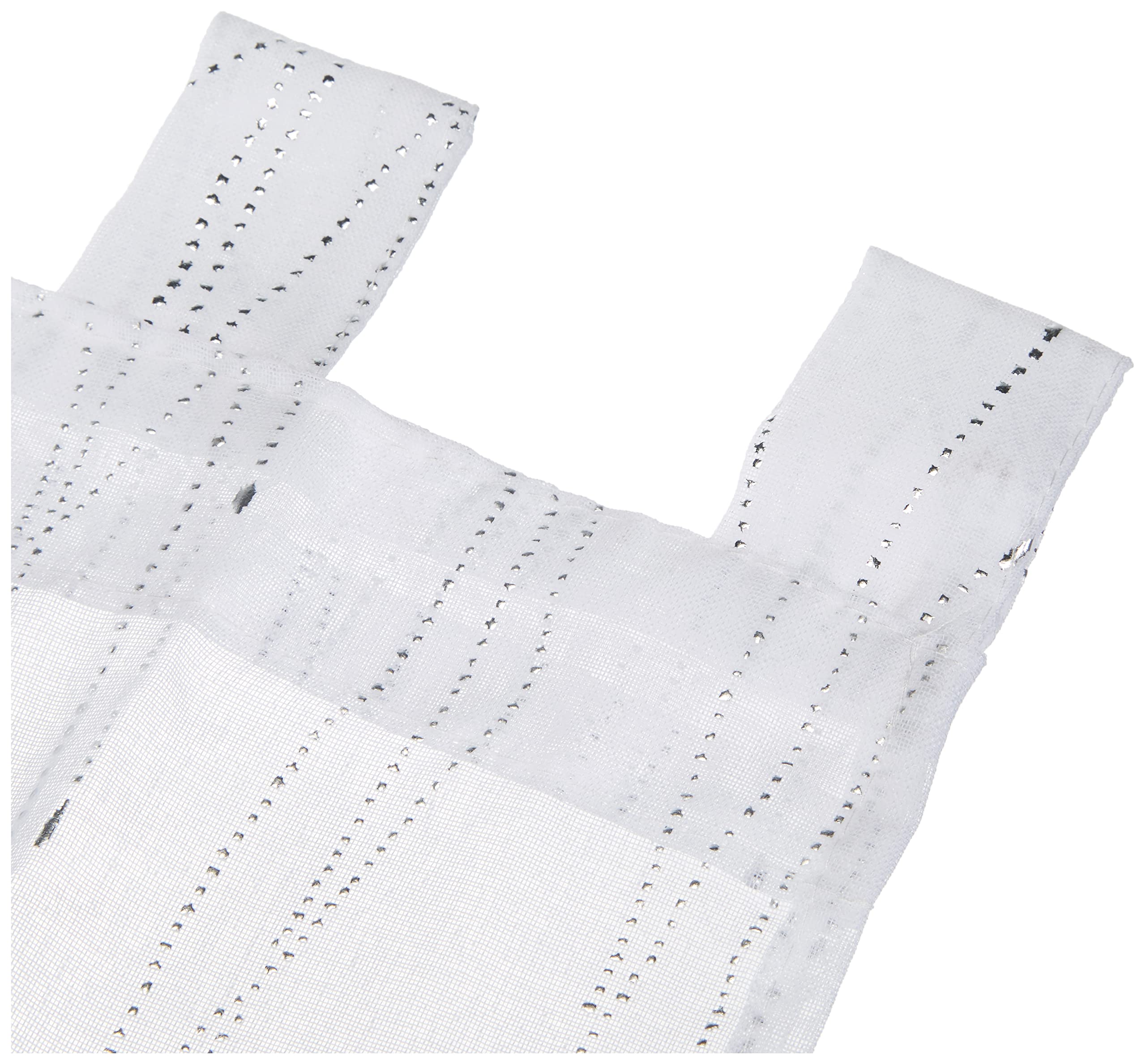 Voile Coppia di Tende Dritte con Passanti 45 x 160 cm Color Sabbia Applicazioni Bianco 2 Pezzi