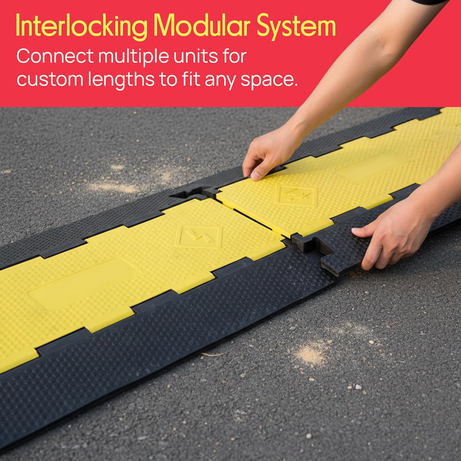Pyle Durable Cable Ramp Protective Cover - 2,000 lbs Max Heavy Duty Cable & Hose Protector w/ Flip-open Top Cover & 5-Slot Multi-Channel Design - Cable Concealer for Outdoor & Indoor Use-Pyle PCBLCO28