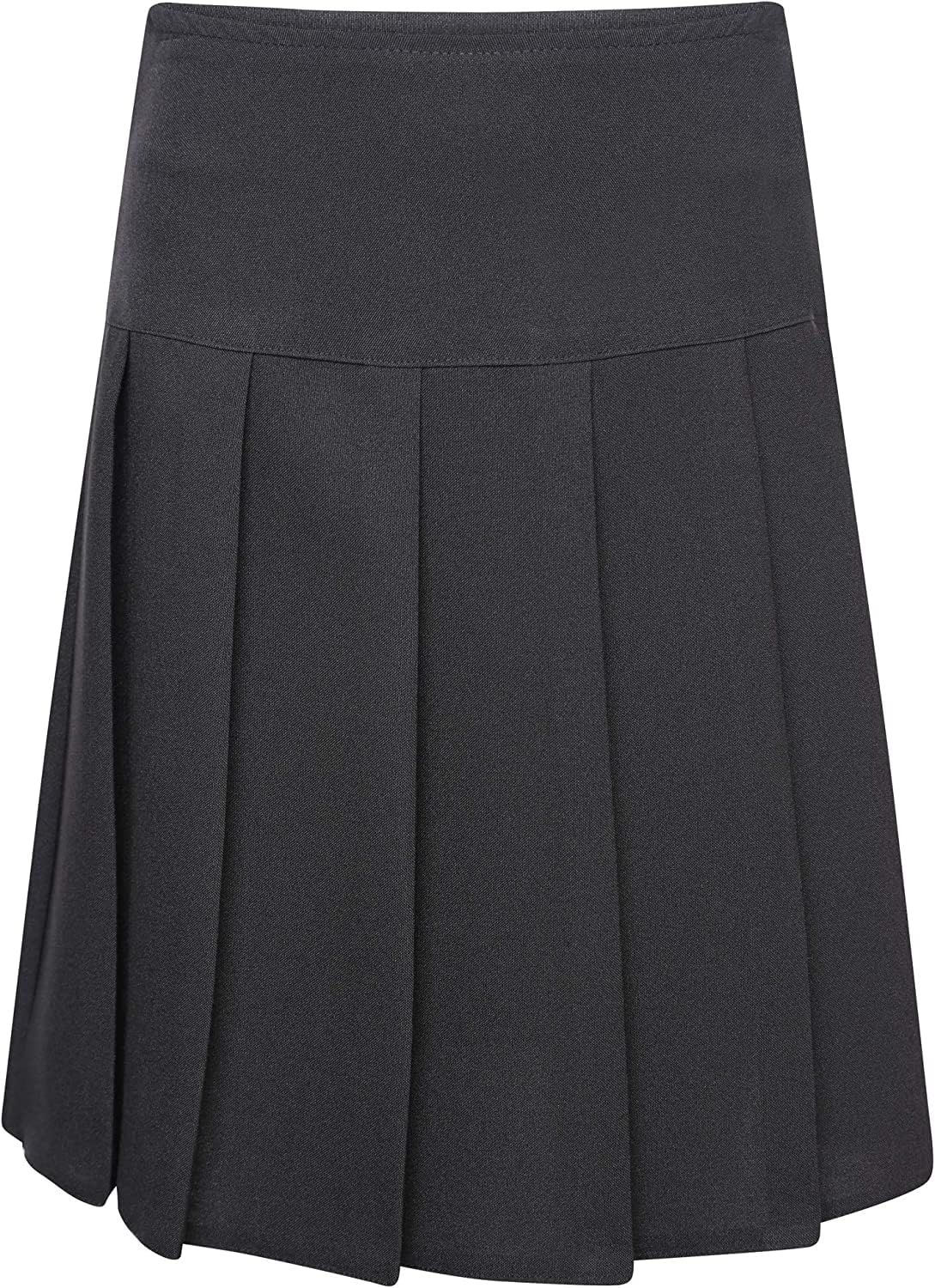 KARKARM New Women Ladies Girls All-Round Pleated Skirt with Zip Uniform School Pleated Skirts Drop Waist Black Grey Navy Blue