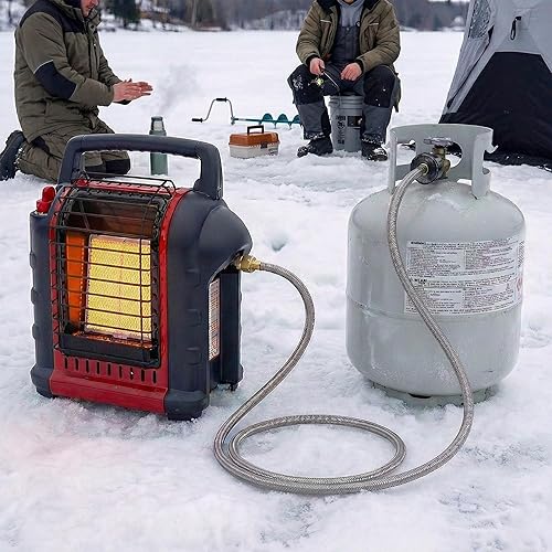 Miniatura 6 de Manguera adaptadora de propano trenzada de acero inoxidable de 5 pies para calentador Buddy y parrilla Blackstone, convertidor de tanque de 1 libra