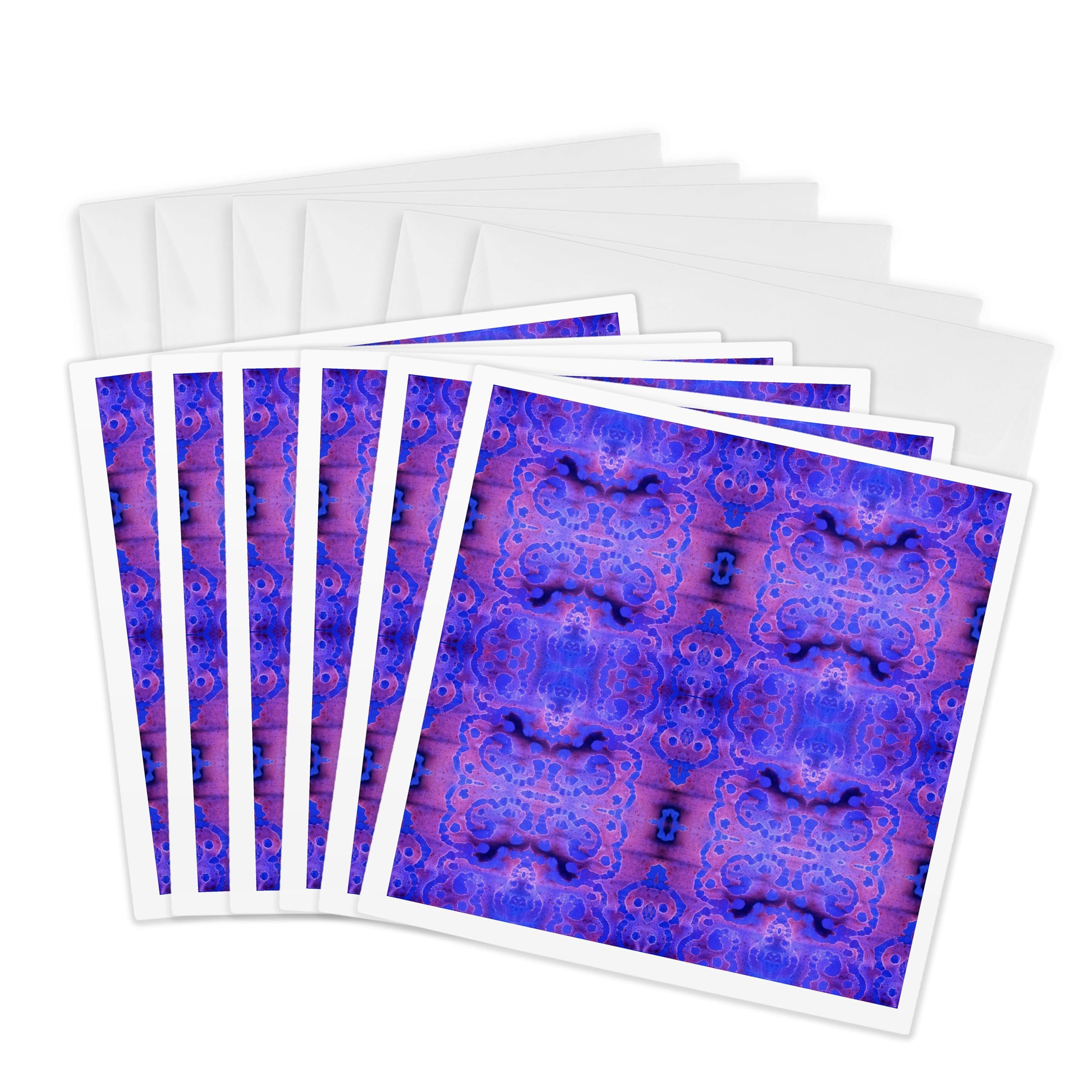 3dRose gc_35029_1 6 x 6-Inch "Purple and Fuchsia Tye Dye Pattern" Greeting Card (Pack of 6)