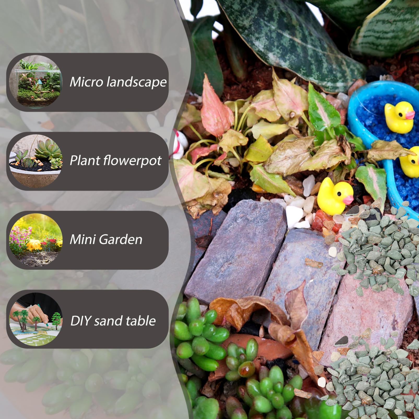 FUNOMOCYA 1Bag Miniature Stone Ornaments for Sand Table Decoration Pack of Natural Rocks Lightweight Fish Tank Layout Decor for Terrariums and Garden Scenery