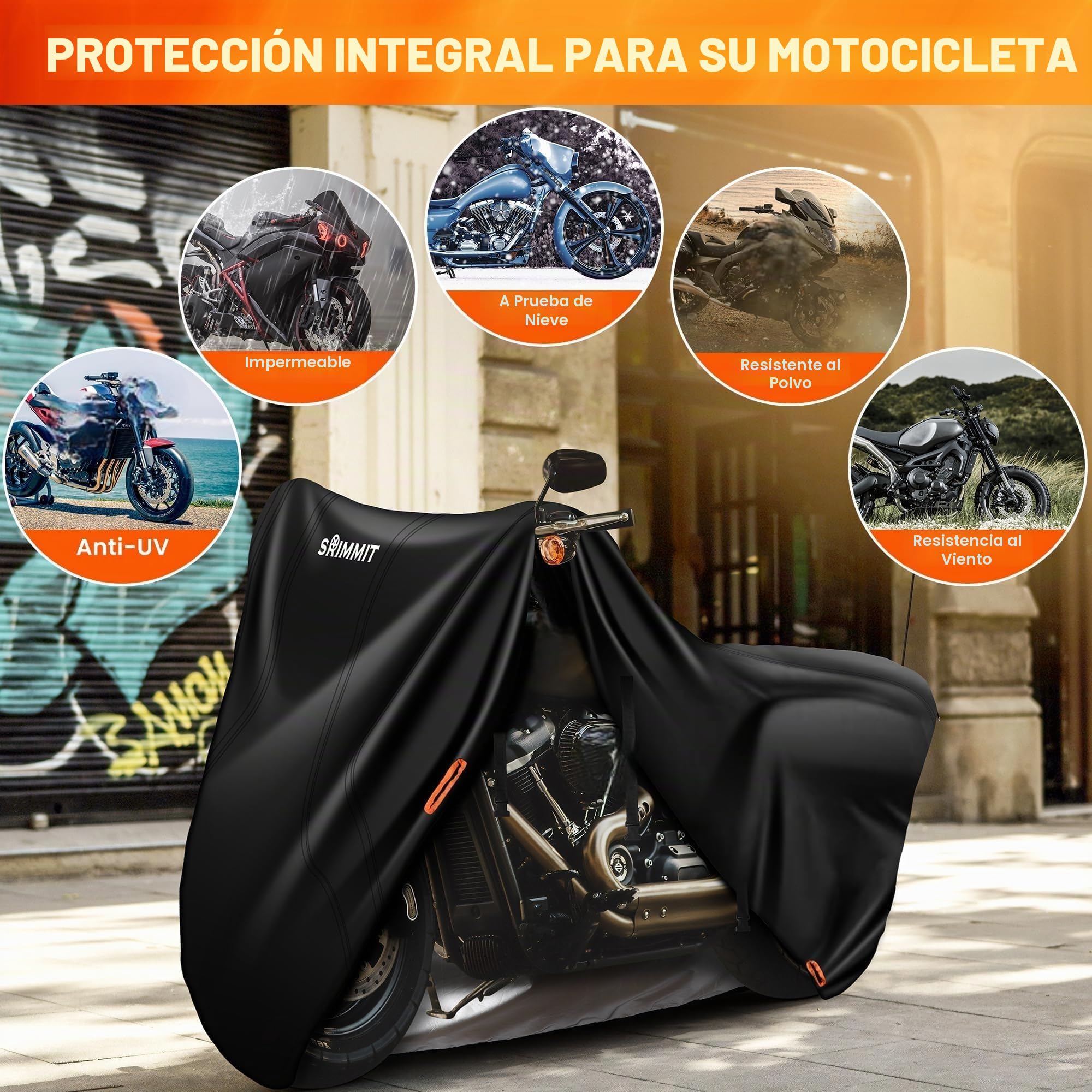 Funda impermeable para motocicleta para exteriores, 420D grande con caja lateral, se adapta a modelos Touring Road King Special, Street Glide, Road Glide, Heritage Classic (108 x 44 x 56 pulgadas,