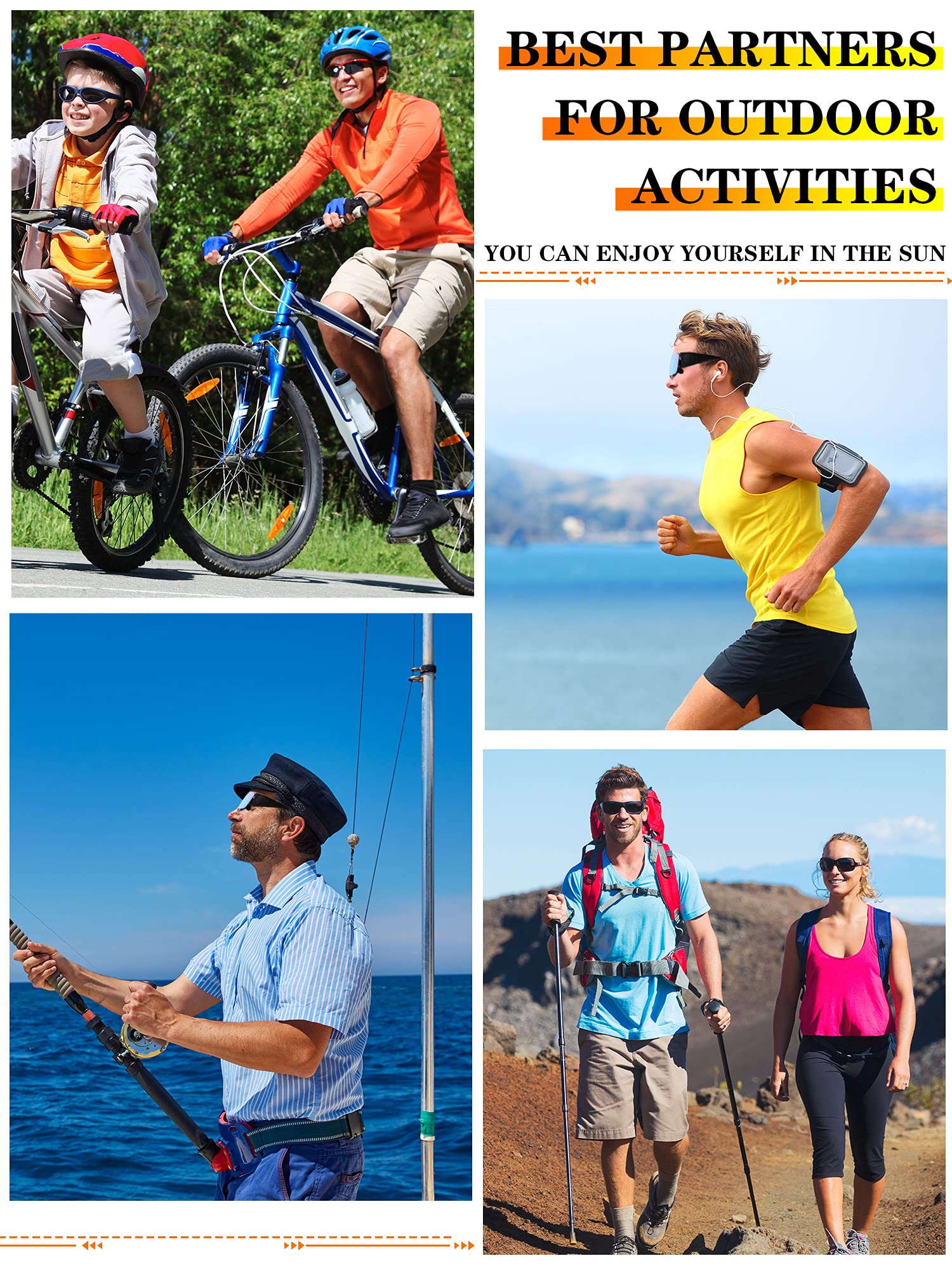 Gafas de sol deportivas polarizadas para hombres y mujeres, protección UV, para conducir, pesca, 3 unidades, Colores Variados 7