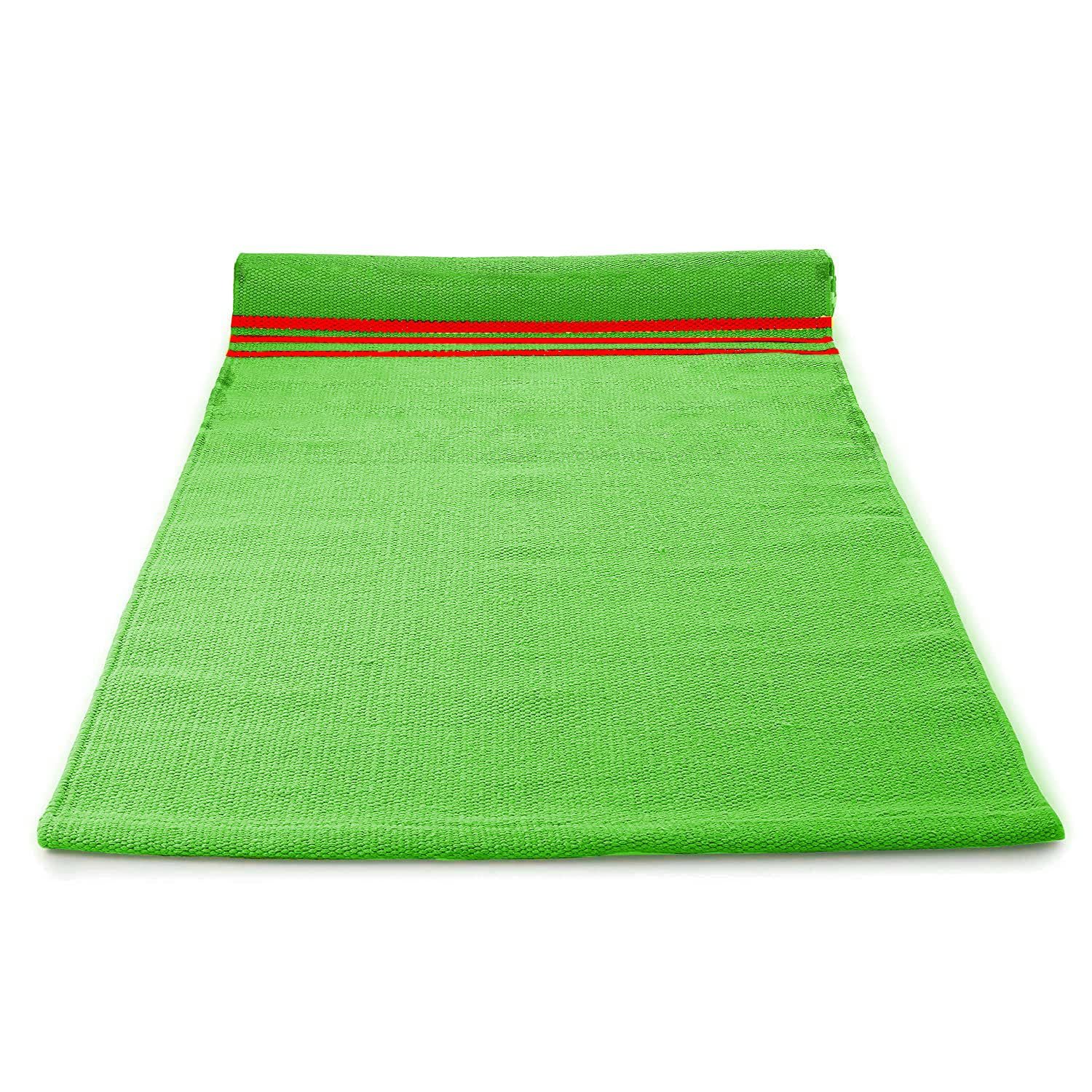 STRAUSS: Cotton Yoga Mat For Women and Men | Exercise mat for home workout, 100% Cotton, Anti Slip Fitness mat | Washable, Breathable, Sweat Absorbent & Eco-friendly material - 4mm (Green)