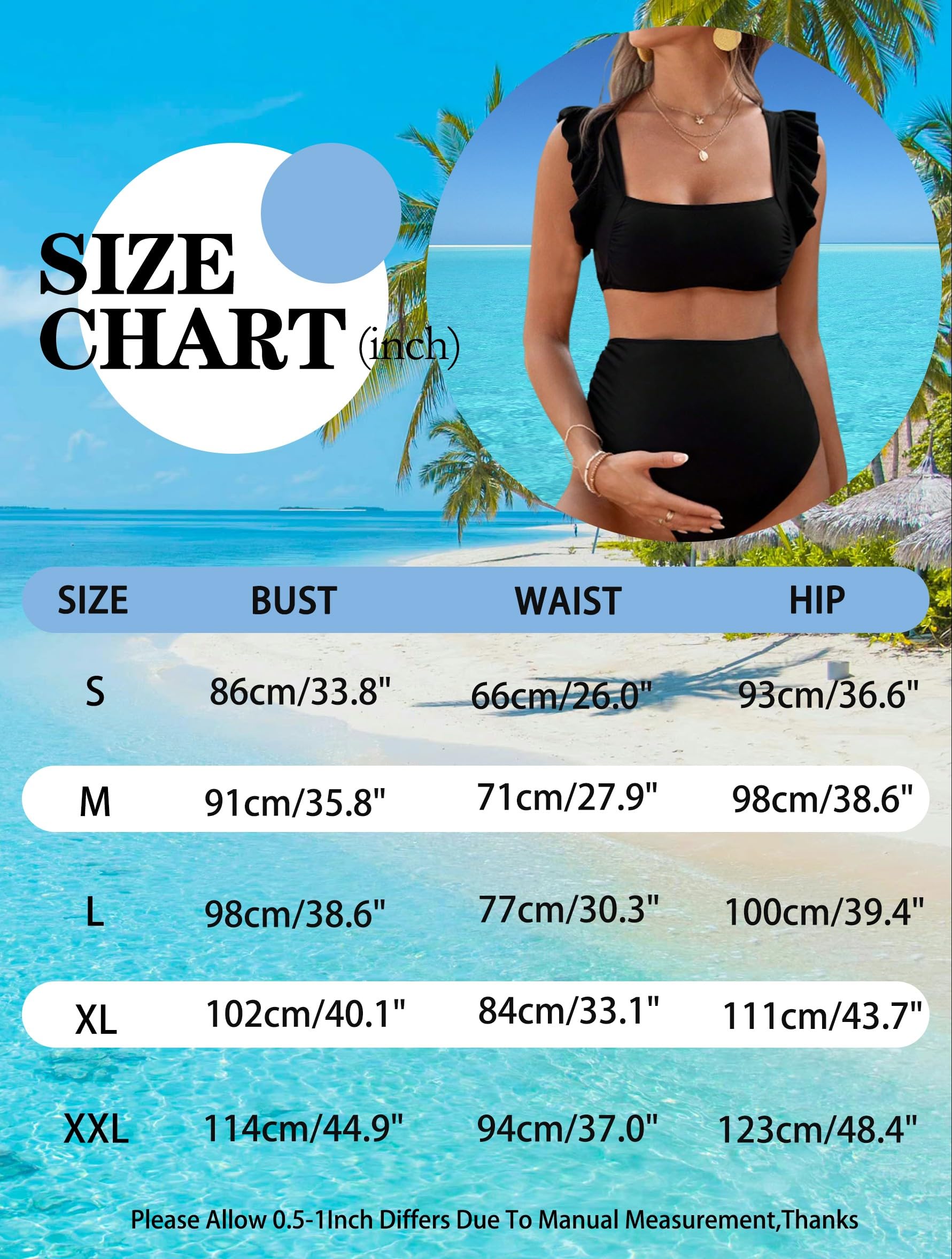 tiorhooe Umstands-Badeanzug für Damen, hohe Taille, Bikini-Set, Schwangerschafts-Badeanzüge, zweiteilige Bademode