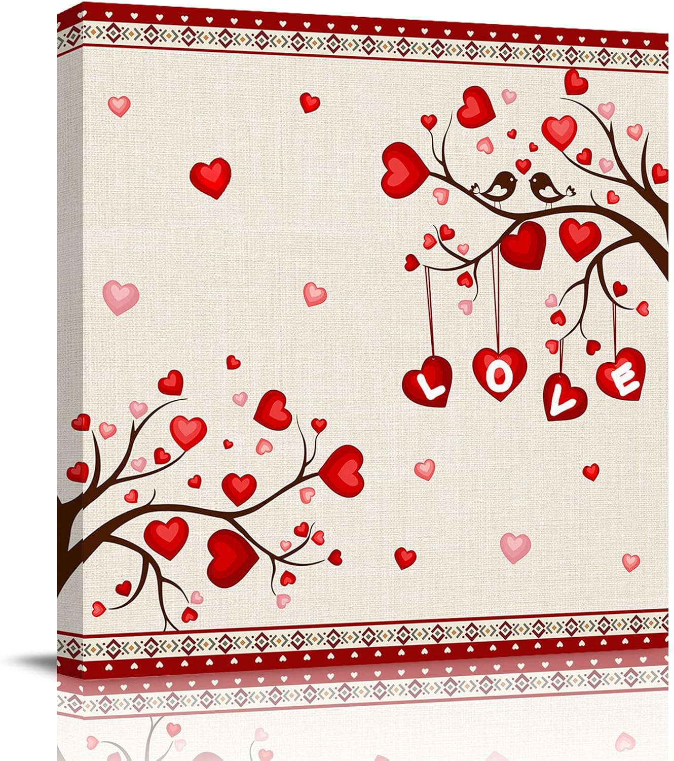 Amazon.com: Valentine Framed Canvas Wall Art for Living Room Red Heart ...