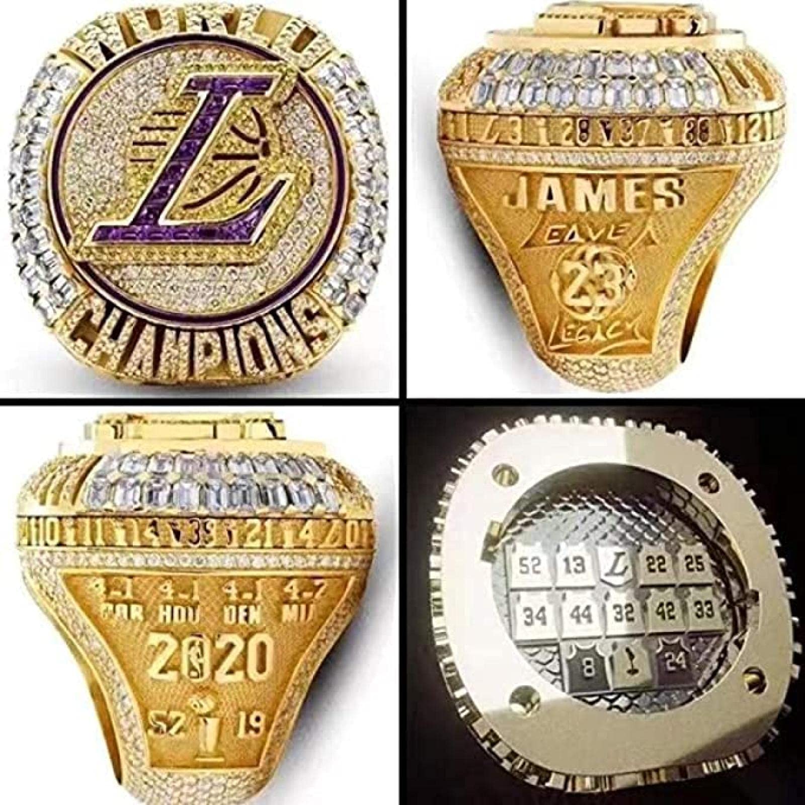 2020 NBA Lakers Championship Bague de Basket-Ball James Taille 9-13 Réplique Souvenir de Fan Mouvement Bague Amovible avec boîte en Bois Cadeau d'anniversaire 11号 Ring und Holzkiste 180g