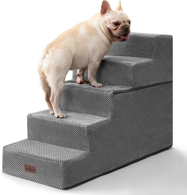 Escada para Cães Pequenos e Gatos Aodisman com 5 Degraus, 57,4 cm, Cinza