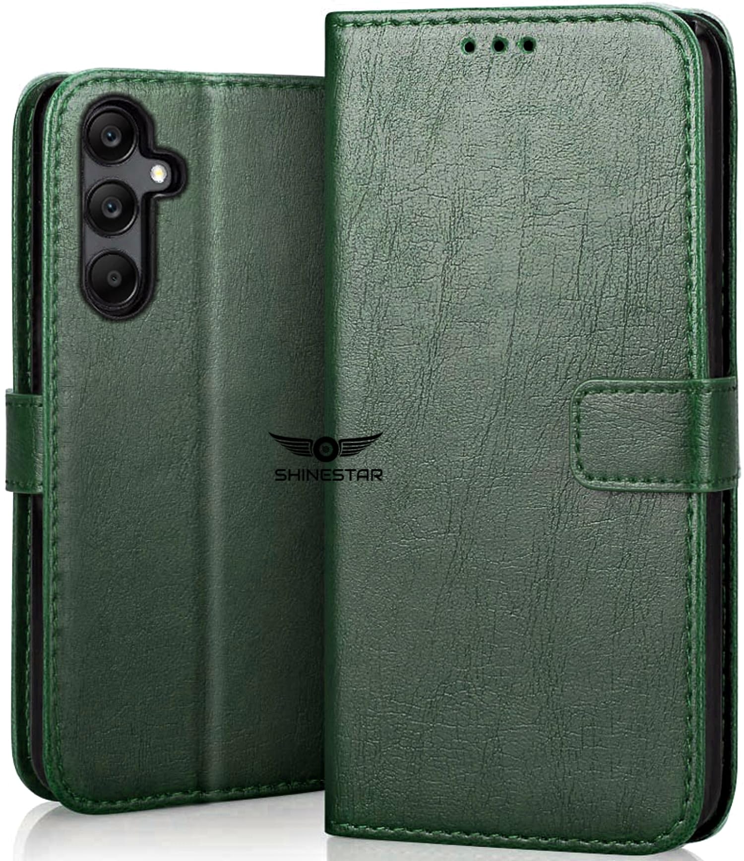 SHINESTAR Samsung Galaxy A15 5G Flip Back Cover | PU Leather Flip Cover Wallet Case with TPU Silicone Case Back Cover for Samsung Galaxy A15 5G - Unique Green (B0CRPM1C8H) Amazon Price History, Amazon Price Tracker