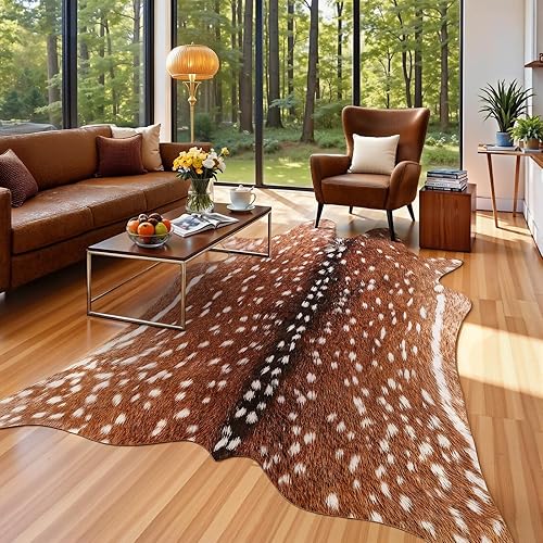 Vista 18 de AROGAN Alfombra de piel de vaca sintética de alta calidad de 6.2 x 5.2 pies, resistente y de gran tamaño, alfombra con estampado de vaca, adecuada