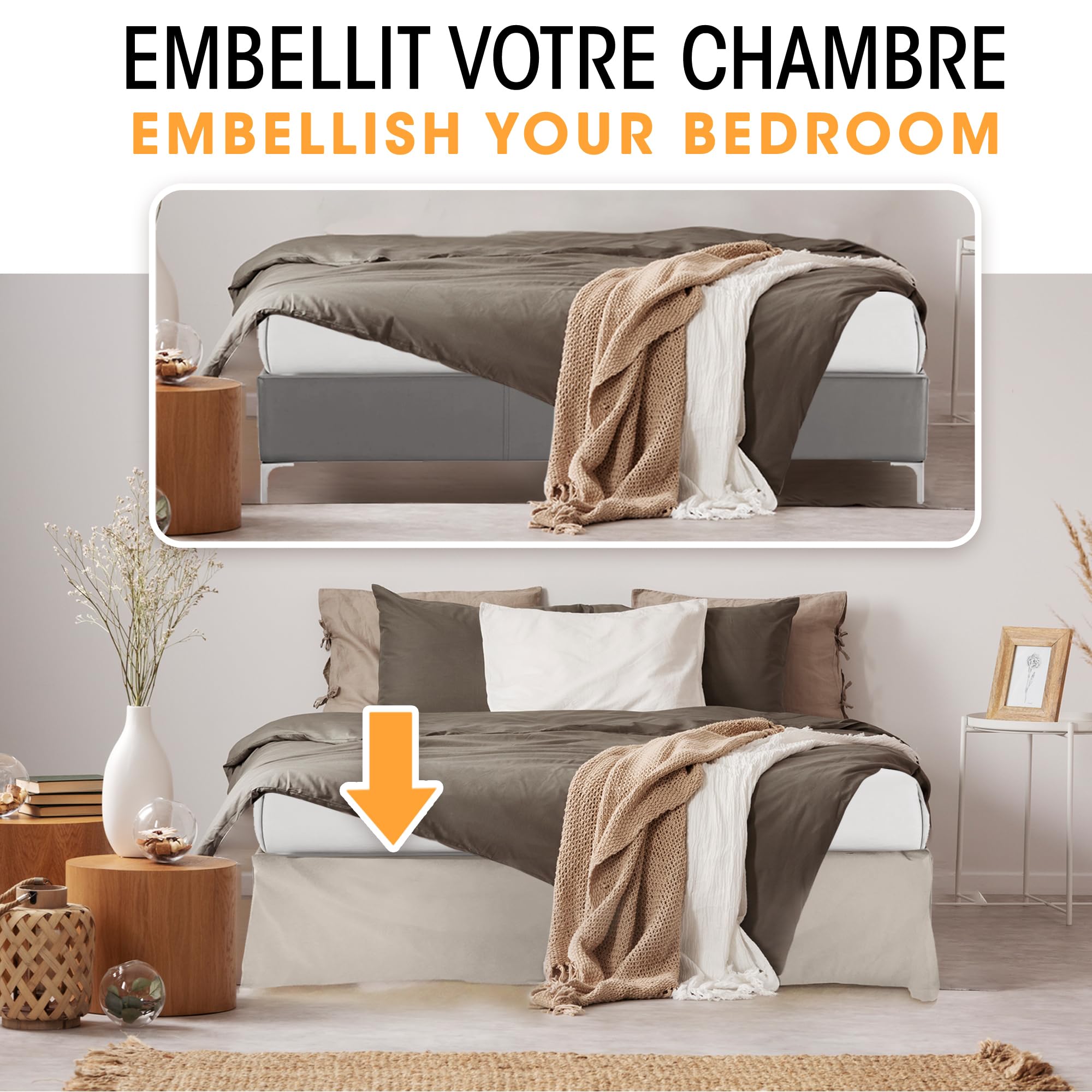 Betthusse 200x200 Natürlich – Mit 4 Seiten von 35 cm für Bett 200 x 200 cm