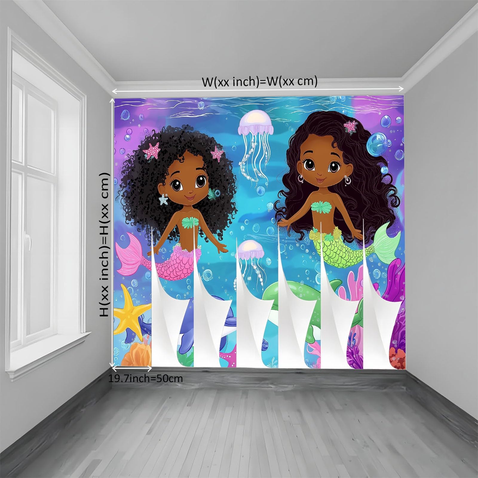 Fototapeta z motywem syrenki, słodka, 300 x 210 cm, z efektem 3D, obraz ścienny, tapeta ścienna, z włókniny, nowoczesna tapeta ścienna, do salonu, pokoju dziecięcego, sypialni, tło TV, dekoracja