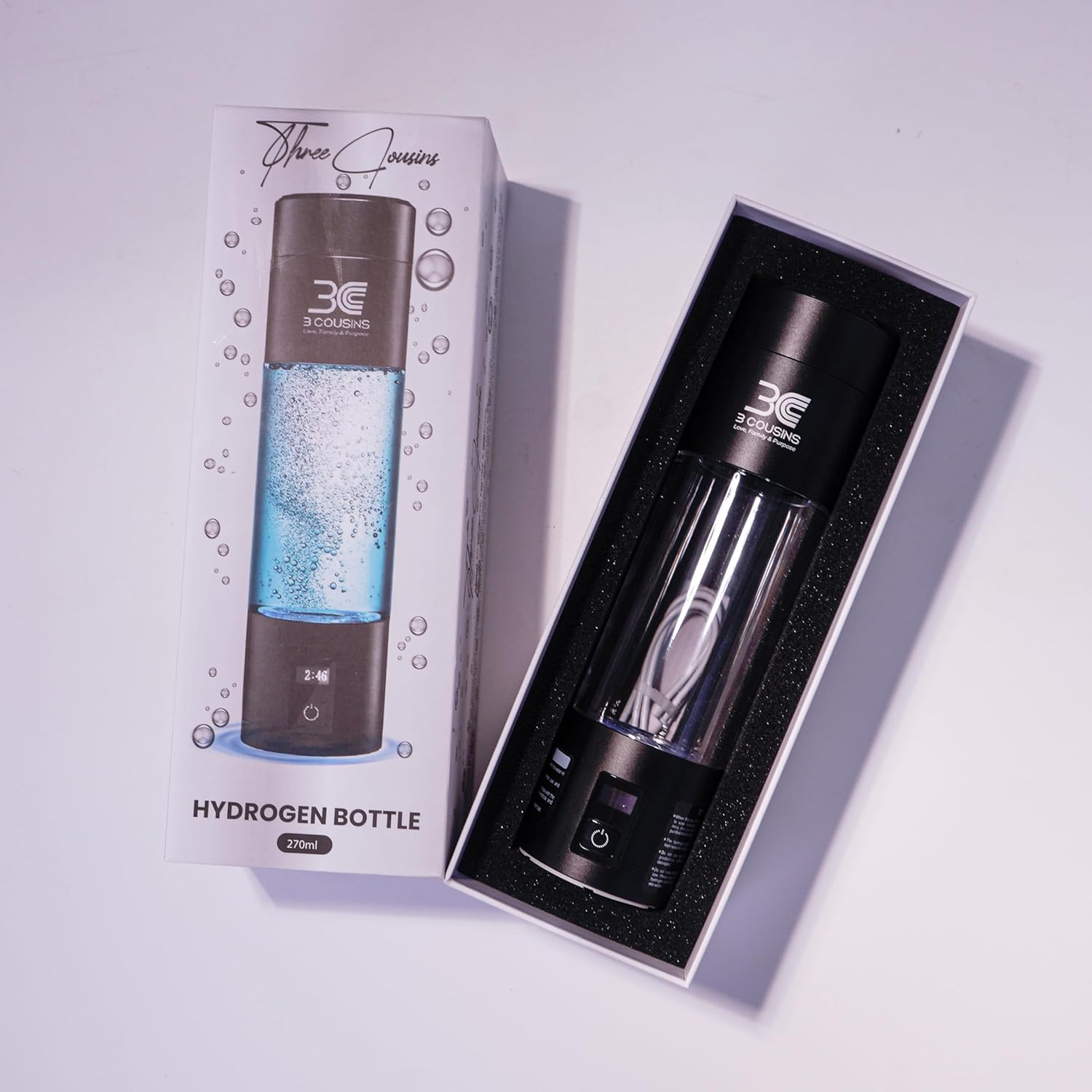 3C Hydrogen Water Bottle – Certified H₂ Generator (Up to 6400+ PPB) – Boost Energy, Detox & Speeds Recovery – Japanese SPE/PEM Tech – 5 & 10 Min Dual Modes with LED Display, USB-C Rechargeable, 9.1 OZ