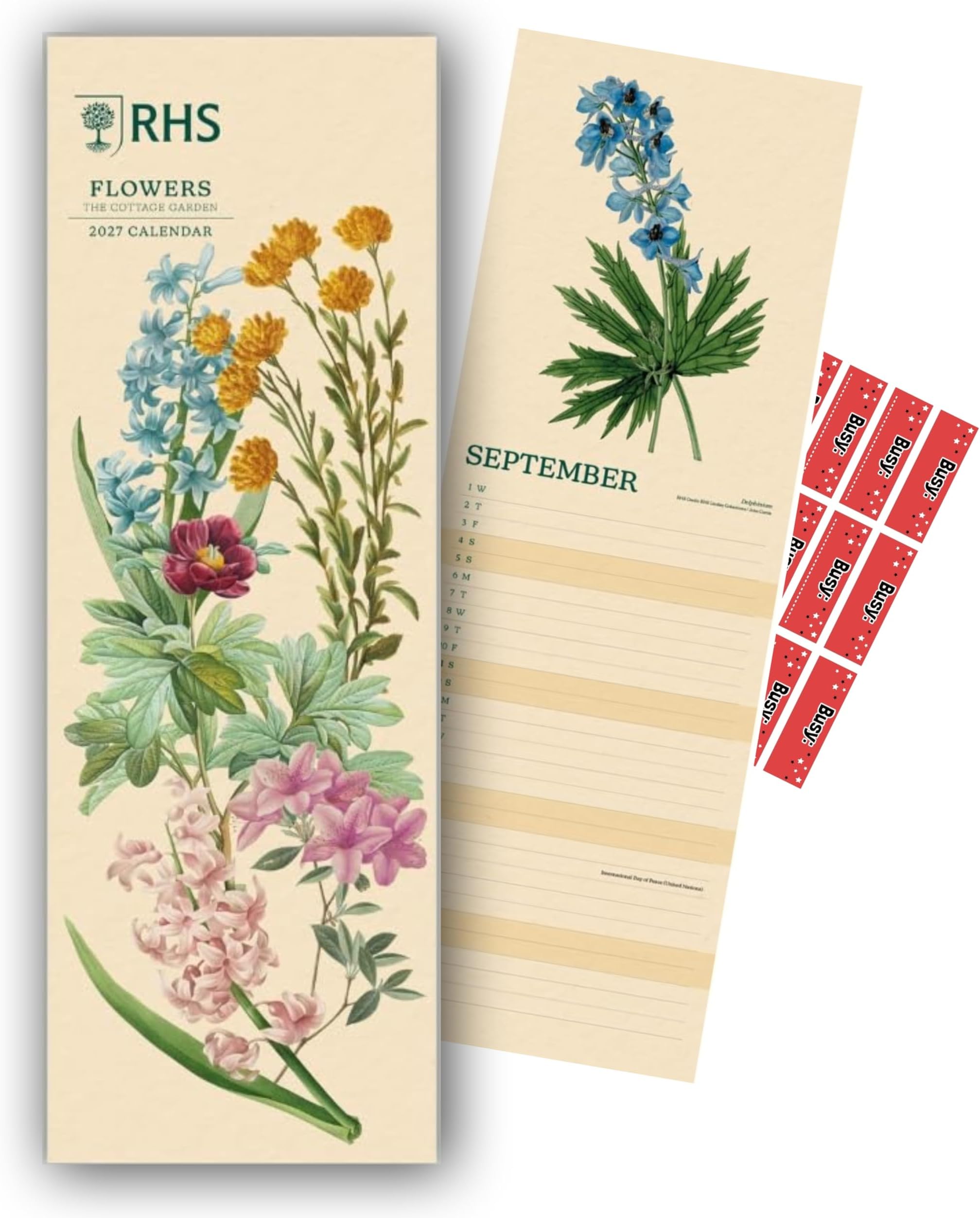 Royal Horticultural Society Fruit and Flowers Calendar 2027 Official RHS Slim Wall Calendar Gift with Free Organising Stickers (Plastic Free)
