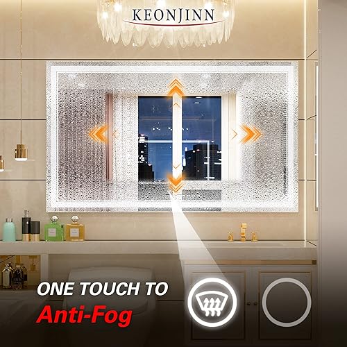 Miniatura 7 de Keonjinn - Espejo iluminado para el baño con luz LED, para montar en pared, diversos tamaños (verticalhorizontal)