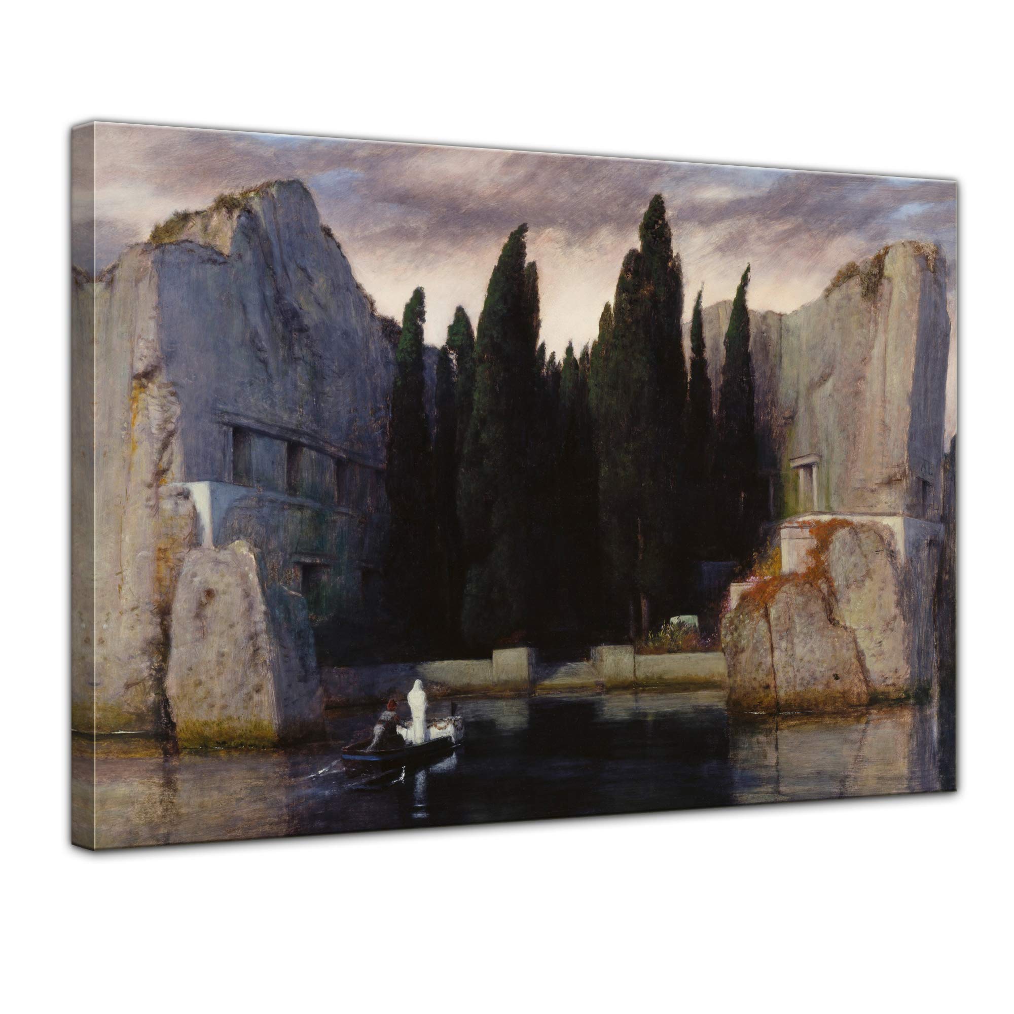 Bilderdepot24 Bild auf Leinwand | Arnold Böcklin Die Toteninsel in 120x90 cm als Wandbild | Wand-deko Dekoration Wohnung alte Meister | 181187-120x90