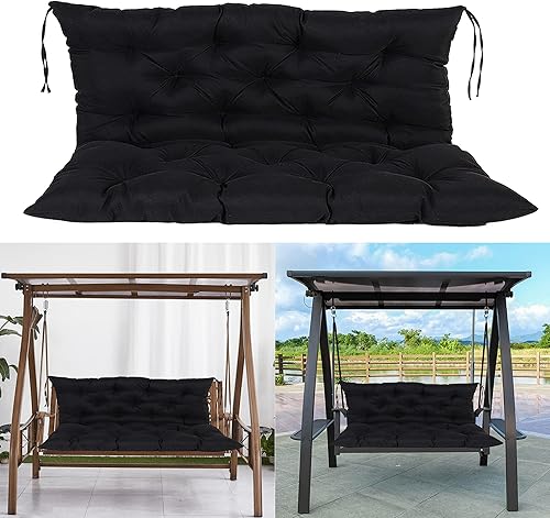 Hruile Cojín oscilante para muebles de patio al aire libre, 2, 3 plazas, 40, 47, 59 pulgadas, cojín de mimbre de 4 pulgadas de grosor con respaldo,