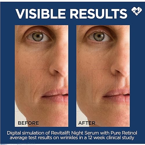 Miniatura 3 de L'Oreal Paris Revitalift 0.3% Pure Retinol Night Serum, reduce las arrugas profundas, sin fragancia, 1 onza + muestra de crema hidratante