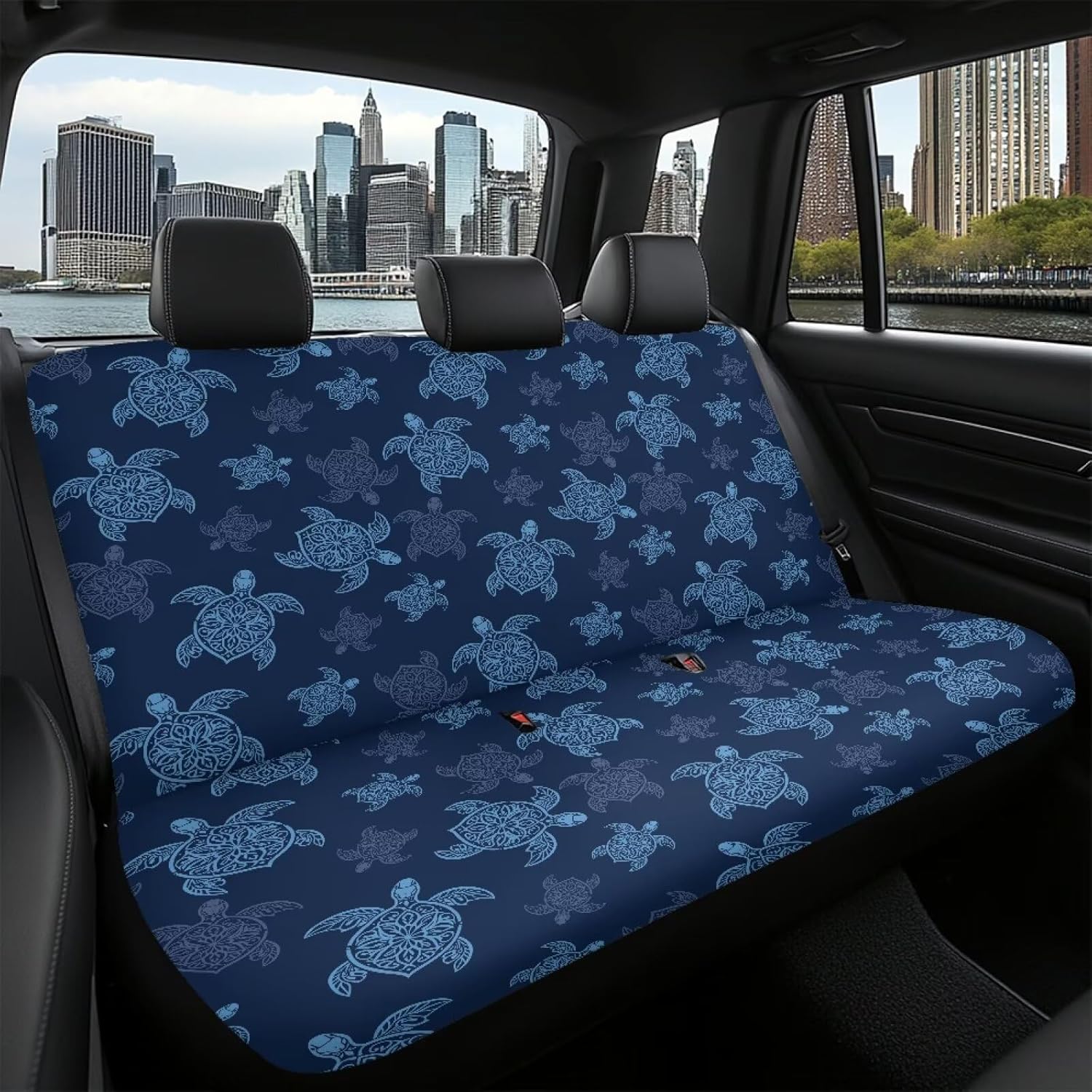 Blue Sea Turtle Rear Bench Car Seat Cover Car Seat Cover Cloth Dustproof Durable Back Seat Cover for Dogs and Kids Universal Fit Trucks, SUV, Sedan