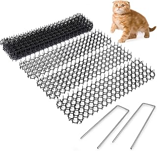 Cat Scat Spike (10 Strips) – Gentle Pet Deterrent for Cats, Dogs and More – Non-Toxic Humane and Effective Repellent – Easy to Install – Includes 12 Garden Staples